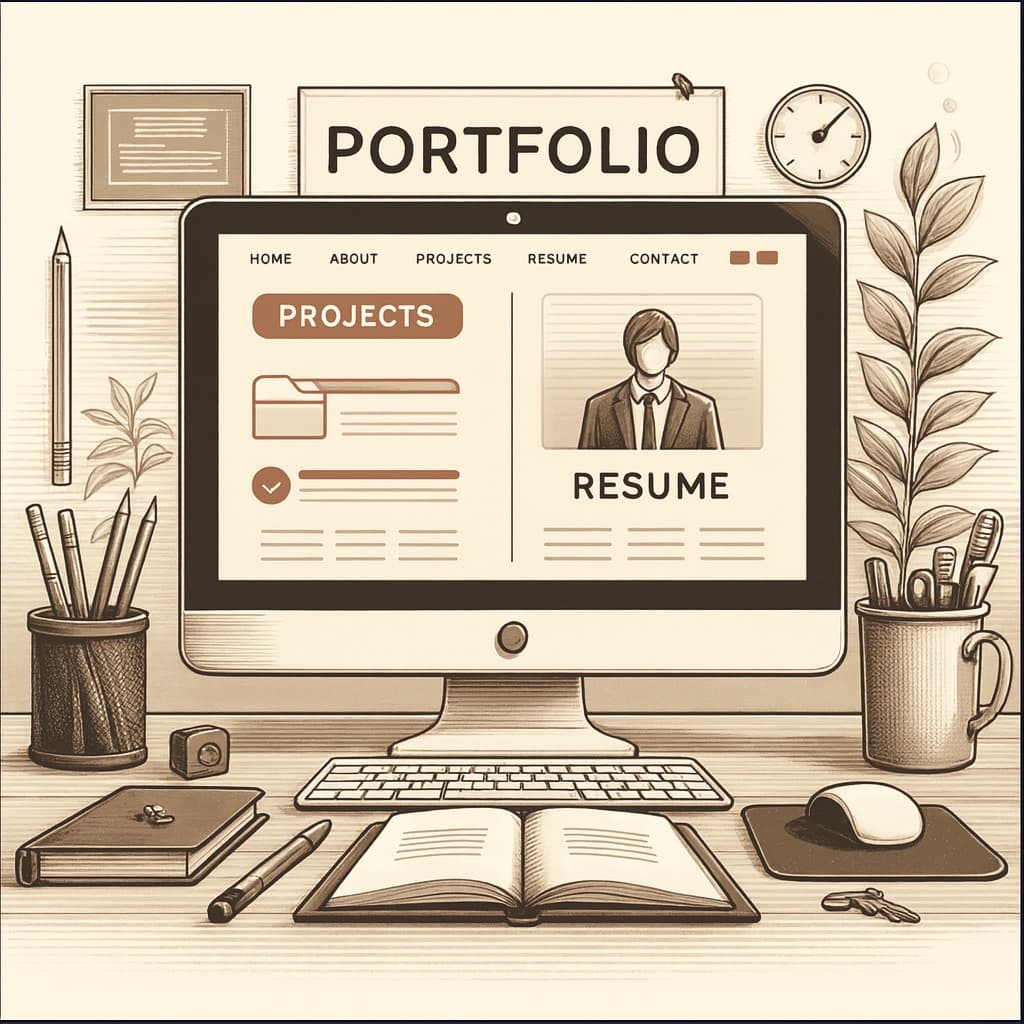 Portfolio website on a laptop